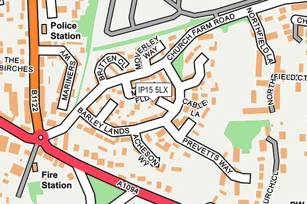 IP15 5LX map - OS OpenMap – Local (Ordnance Survey)