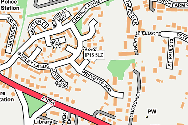 IP15 5LZ map - OS OpenMap – Local (Ordnance Survey)