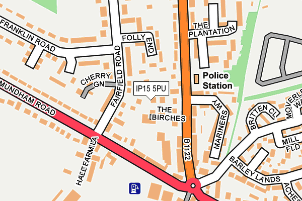 IP15 5PU map - OS OpenMap – Local (Ordnance Survey)