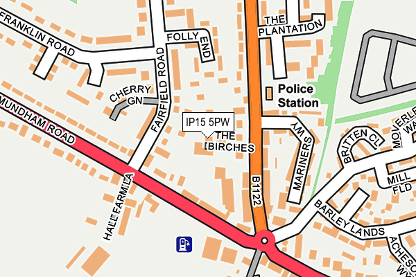 IP15 5PW map - OS OpenMap – Local (Ordnance Survey)