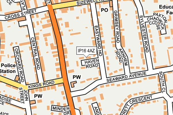 IP16 4AZ map - OS OpenMap – Local (Ordnance Survey)