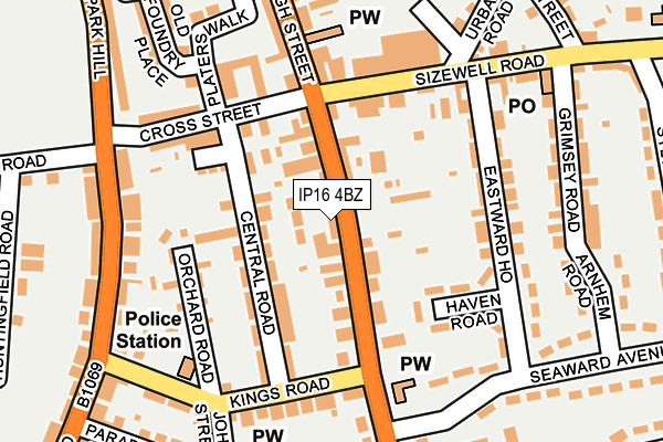 IP16 4BZ map - OS OpenMap – Local (Ordnance Survey)