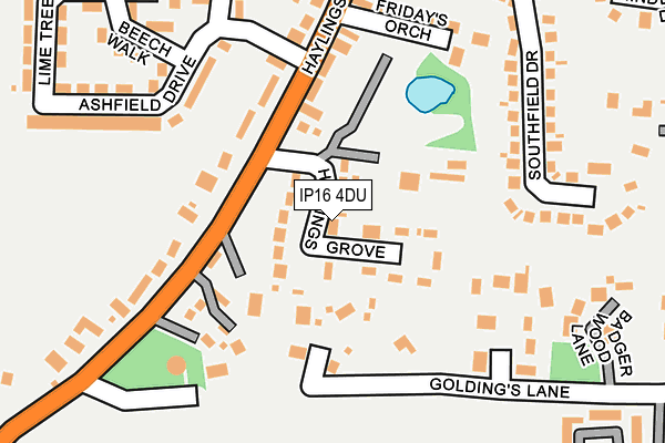 IP16 4DU map - OS OpenMap – Local (Ordnance Survey)