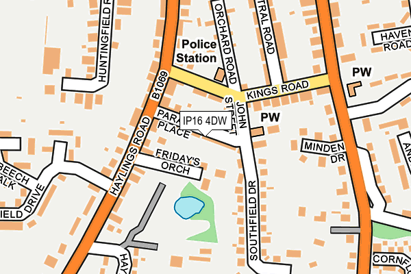 IP16 4DW map - OS OpenMap – Local (Ordnance Survey)