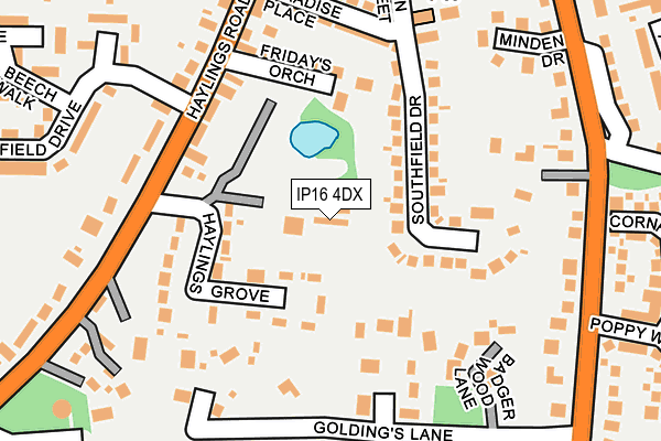 IP16 4DX map - OS OpenMap – Local (Ordnance Survey)