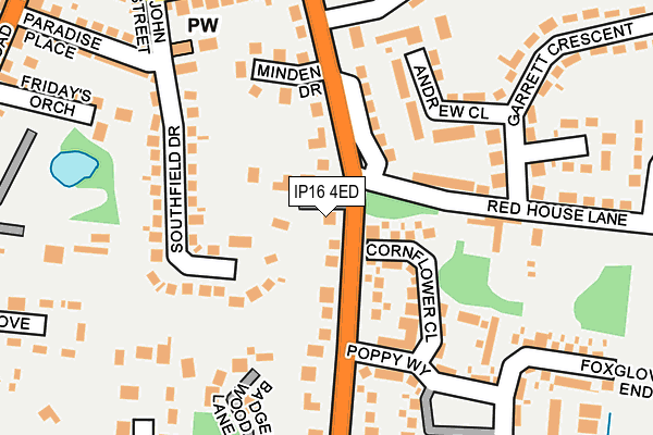 IP16 4ED map - OS OpenMap – Local (Ordnance Survey)
