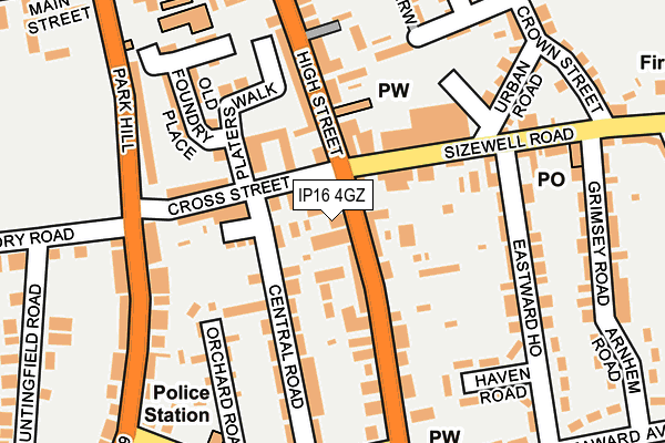 IP16 4GZ map - OS OpenMap – Local (Ordnance Survey)
