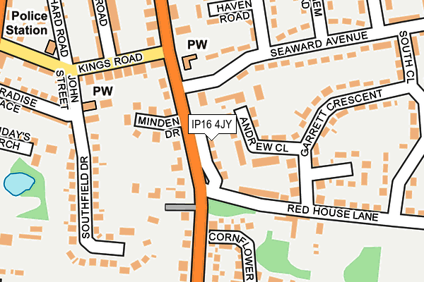 IP16 4JY map - OS OpenMap – Local (Ordnance Survey)