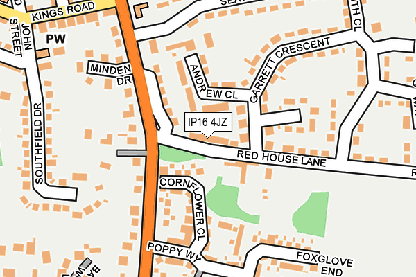 IP16 4JZ map - OS OpenMap – Local (Ordnance Survey)