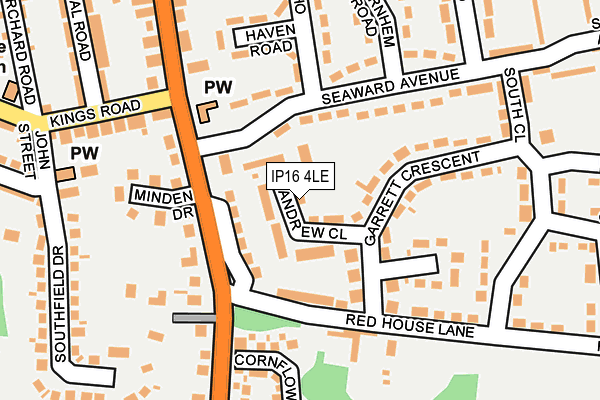 IP16 4LE map - OS OpenMap – Local (Ordnance Survey)