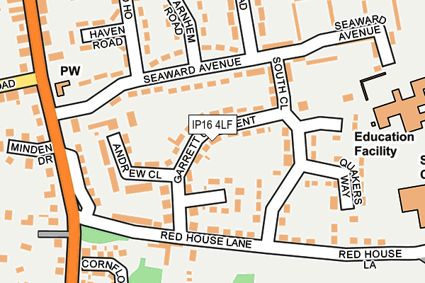 IP16 4LF map - OS OpenMap – Local (Ordnance Survey)