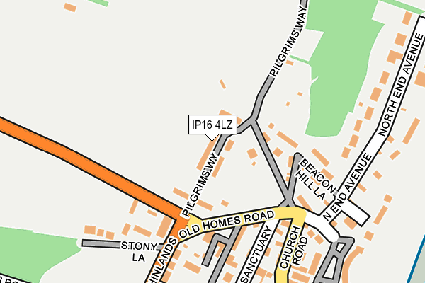 IP16 4LZ map - OS OpenMap – Local (Ordnance Survey)