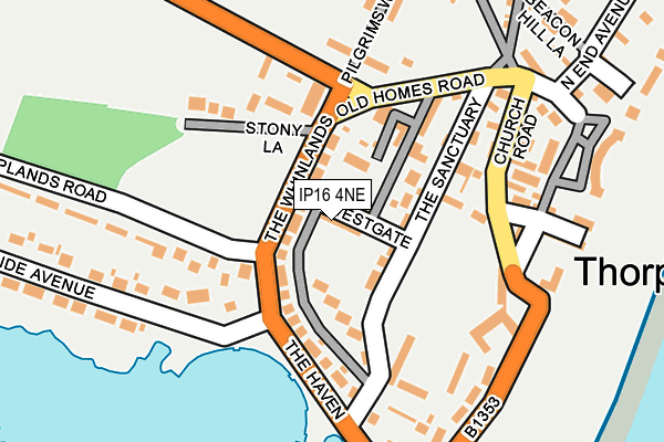 IP16 4NE map - OS OpenMap – Local (Ordnance Survey)