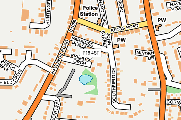 IP16 4ST map - OS OpenMap – Local (Ordnance Survey)