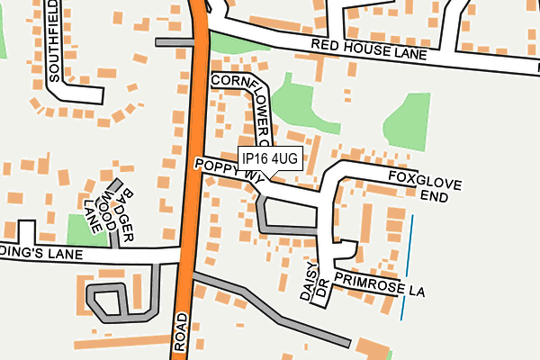 IP16 4UG map - OS OpenMap – Local (Ordnance Survey)