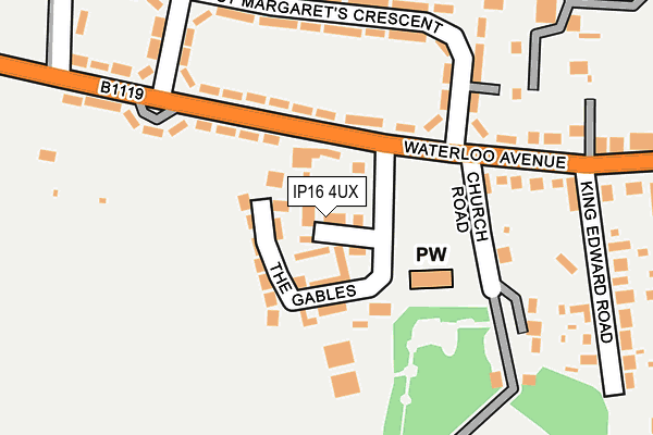 IP16 4UX map - OS OpenMap – Local (Ordnance Survey)