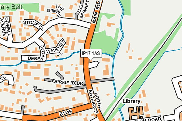 IP17 1AS map - OS OpenMap – Local (Ordnance Survey)