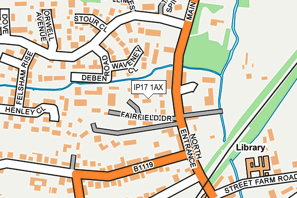 IP17 1AX map - OS OpenMap – Local (Ordnance Survey)