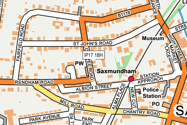 IP17 1BH map - OS OpenMap – Local (Ordnance Survey)