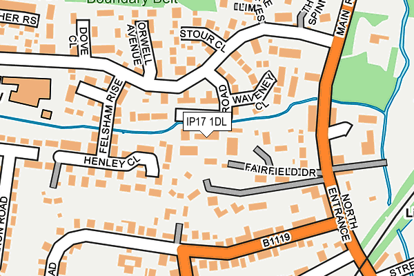 IP17 1DL map - OS OpenMap – Local (Ordnance Survey)