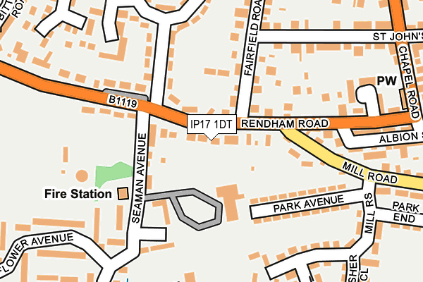 IP17 1DT map - OS OpenMap – Local (Ordnance Survey)