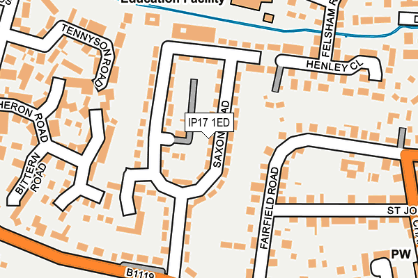 IP17 1ED map - OS OpenMap – Local (Ordnance Survey)