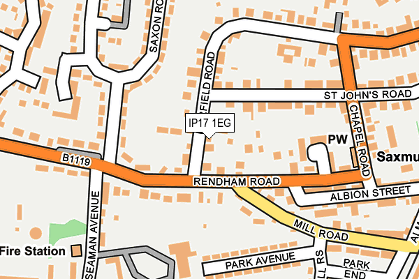 IP17 1EG map - OS OpenMap – Local (Ordnance Survey)
