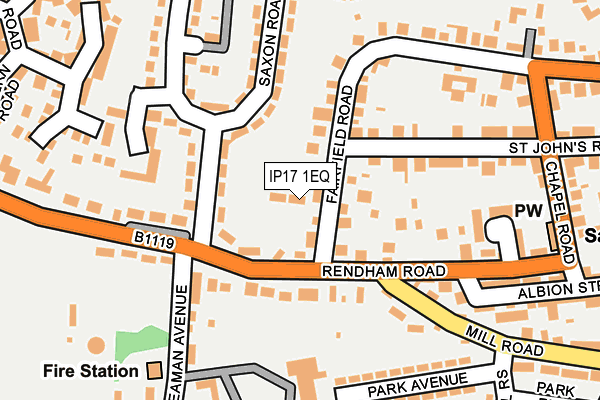 IP17 1EQ map - OS OpenMap – Local (Ordnance Survey)