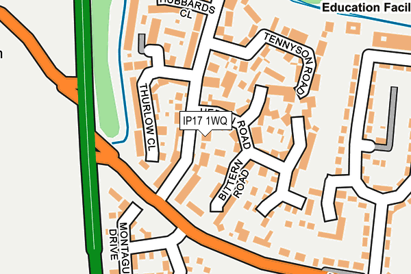 IP17 1WQ map - OS OpenMap – Local (Ordnance Survey)