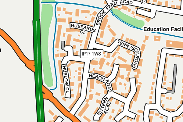 IP17 1WS map - OS OpenMap – Local (Ordnance Survey)