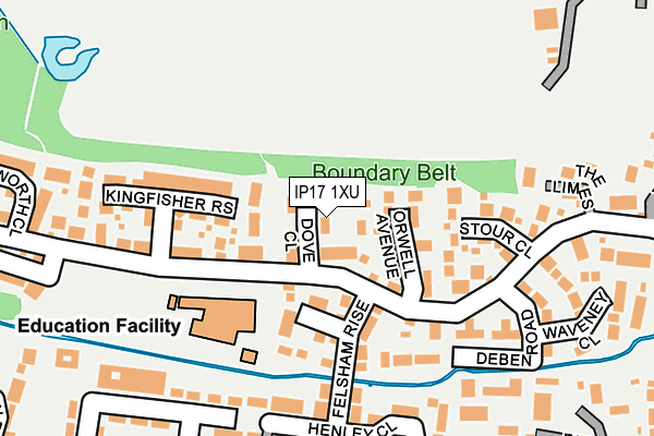IP17 1XU map - OS OpenMap – Local (Ordnance Survey)