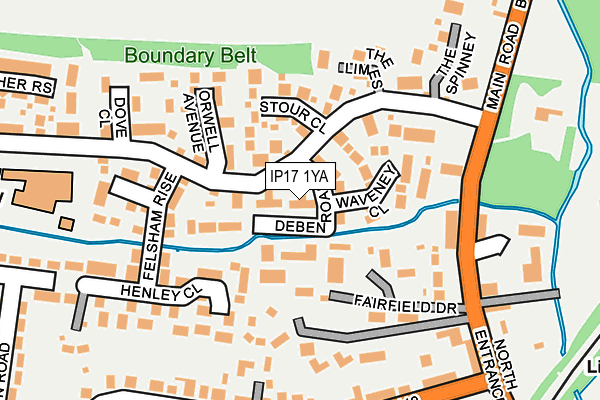 IP17 1YA map - OS OpenMap – Local (Ordnance Survey)
