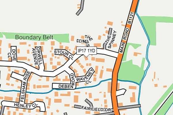 IP17 1YD map - OS OpenMap – Local (Ordnance Survey)