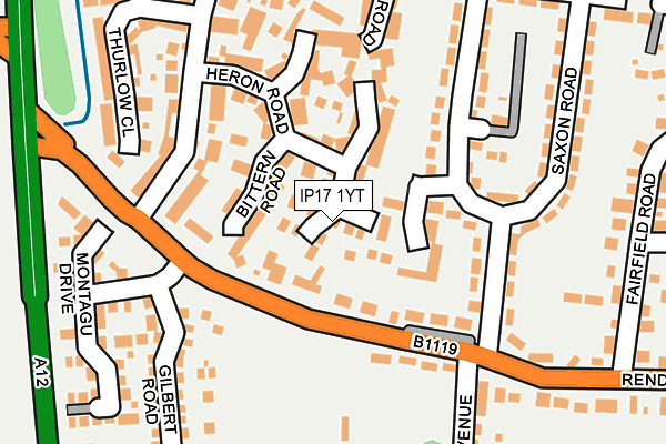 IP17 1YT map - OS OpenMap – Local (Ordnance Survey)