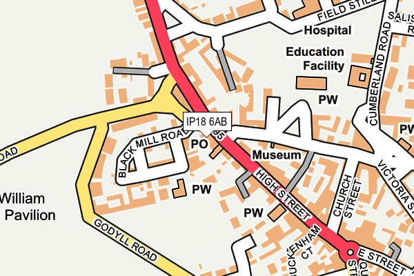 IP18 6AB map - OS OpenMap – Local (Ordnance Survey)