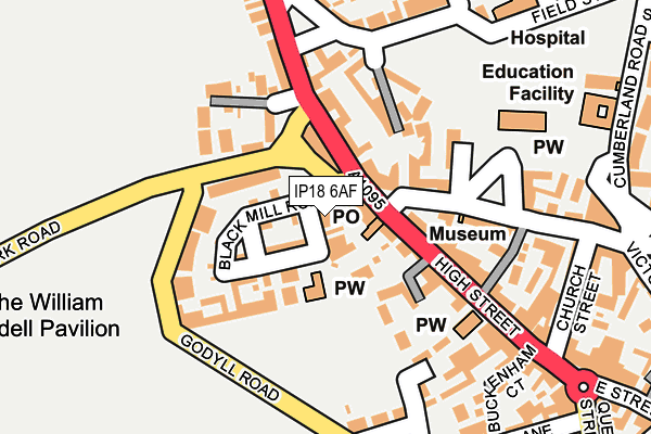 IP18 6AF map - OS OpenMap – Local (Ordnance Survey)