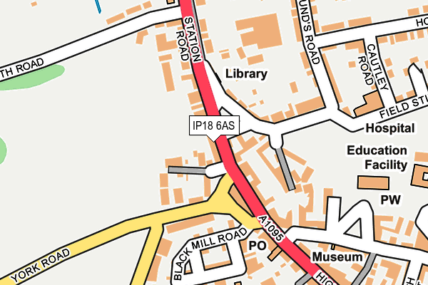 IP18 6AS map - OS OpenMap – Local (Ordnance Survey)