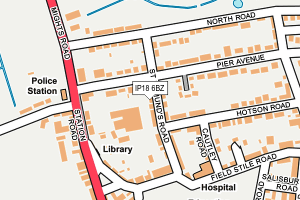 IP18 6BZ map - OS OpenMap – Local (Ordnance Survey)