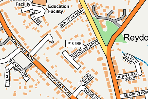 IP18 6RE map - OS OpenMap – Local (Ordnance Survey)