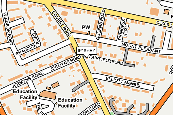 IP18 6RZ map - OS OpenMap – Local (Ordnance Survey)