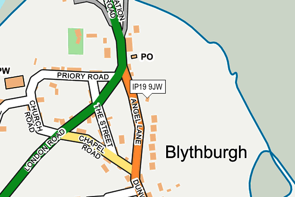 IP19 9JW map - OS OpenMap – Local (Ordnance Survey)