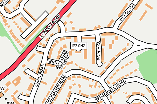 IP2 0NZ map - OS OpenMap – Local (Ordnance Survey)