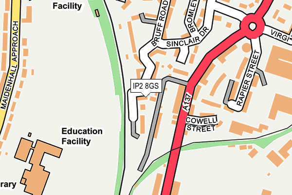 IP2 8GS map - OS OpenMap – Local (Ordnance Survey)