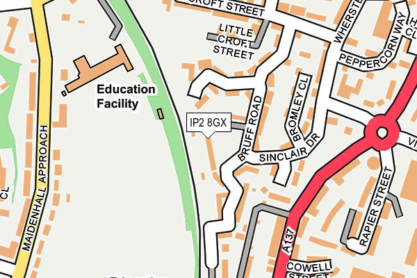 IP2 8GX map - OS OpenMap – Local (Ordnance Survey)