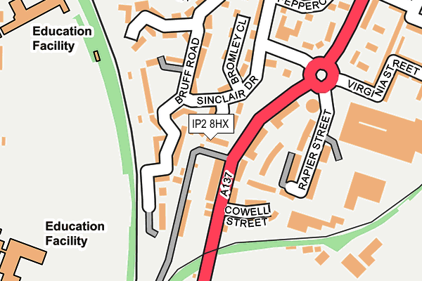 IP2 8HX map - OS OpenMap – Local (Ordnance Survey)