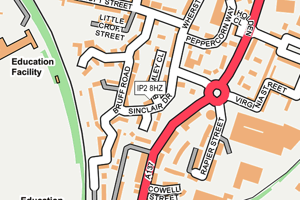 IP2 8HZ map - OS OpenMap – Local (Ordnance Survey)