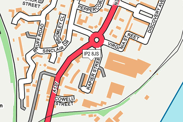 IP2 8JS map - OS OpenMap – Local (Ordnance Survey)