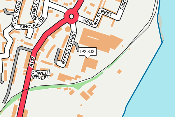 IP2 8JX map - OS OpenMap – Local (Ordnance Survey)
