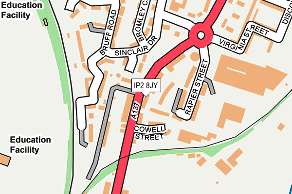 IP2 8JY map - OS OpenMap – Local (Ordnance Survey)