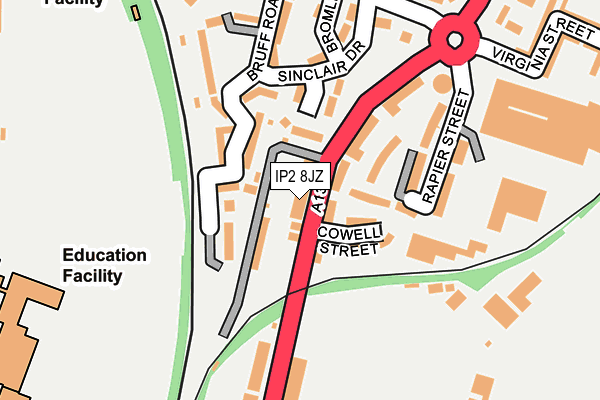 IP2 8JZ map - OS OpenMap – Local (Ordnance Survey)